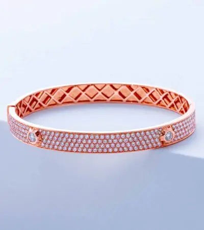 pave diamond nailhead bangle in rose gold