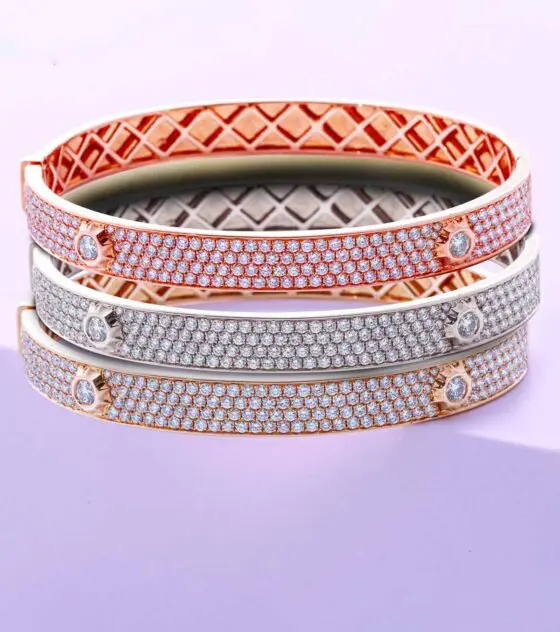 pave diamond nailhead bangle