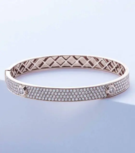 pave diamond bangle in white gold