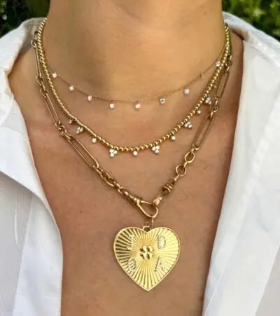 Diamond Monogram on Gold Heart