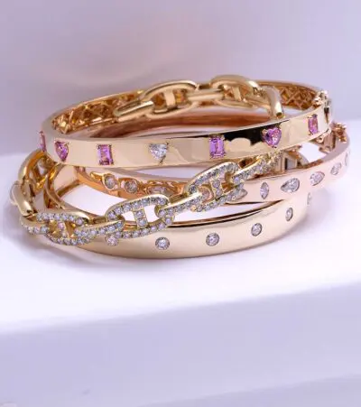 Diamond & Pink Sapphire Bracelet Stack