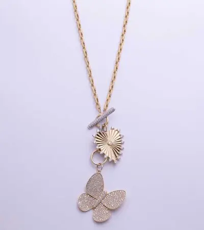 Butterfly Love Charm Toggle Gold Chain