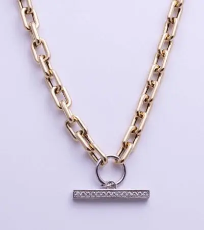 Gold Link Chain with Diamond Toggle