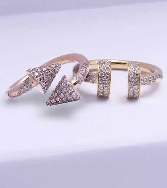 NAIL DIAMOND HEAD RING DUO