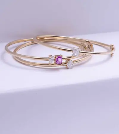 Pink Sapphire & White Diamond Bangle