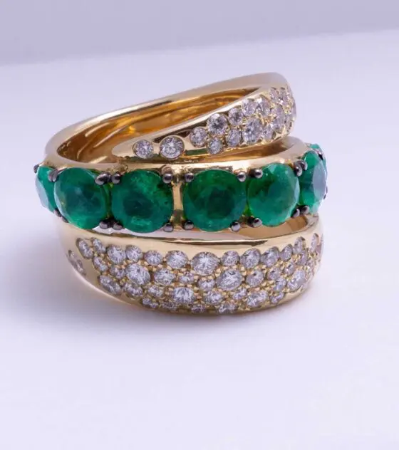 Emerald & Diamond Statement Ring