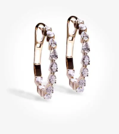 Diamond Teardrop Hoops