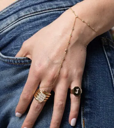 Gold Chain Ring Bracelet