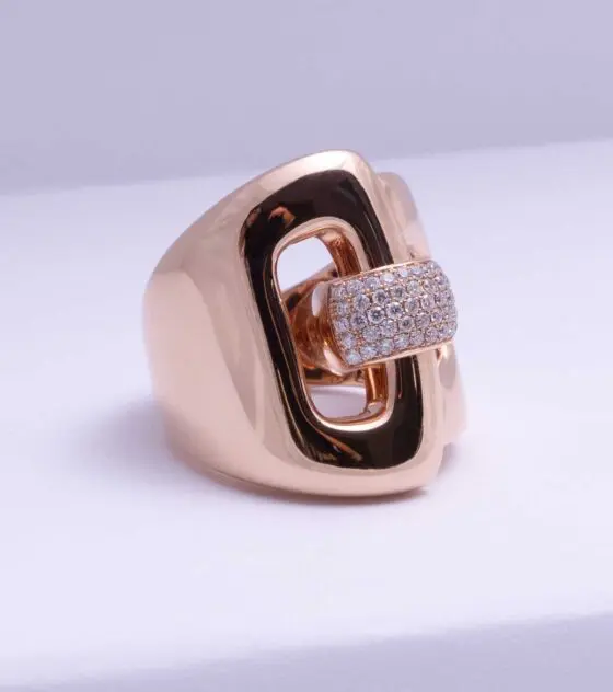 Rose Gold Diamond Link Ring