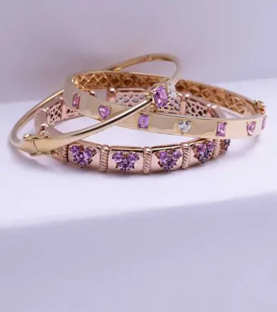 Pink Sapphire & White Diamond Due Bracelet