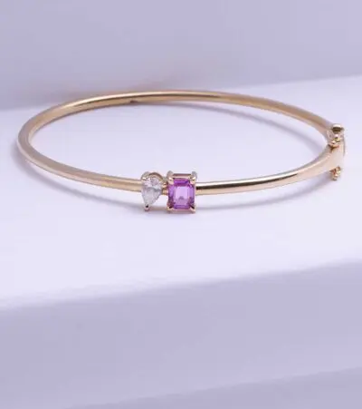 Pink Sapphire & White Diamond Bangle