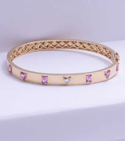 Pink Sapphire & White Diamond Rose Gold Bracelet