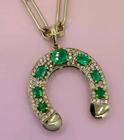 Emerald Horseshoe Charm