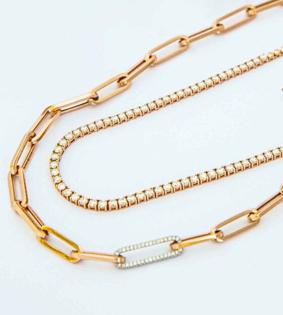 gold & diamond link necklace