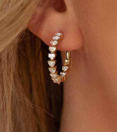 Heart Diamond Hoop Earrings