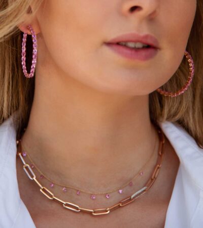 pink sapphire hoop earrings